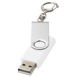Rotační USB s klíčenkou bílá